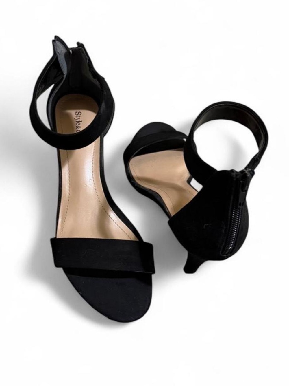 Style & Co. Black Ankle-Strap Kitten Heel Sandals